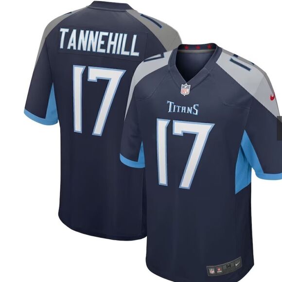 Nike Men's Tennessee Titans Ryan Tannehill #17 Navy Game Jersey - Picture 1 of 11